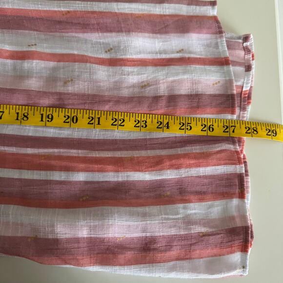 Alex & Parker Size 1X Top Pink Striped Gold Specks Flutter Sleeve Ruffle Neck - Picture 13 of 13